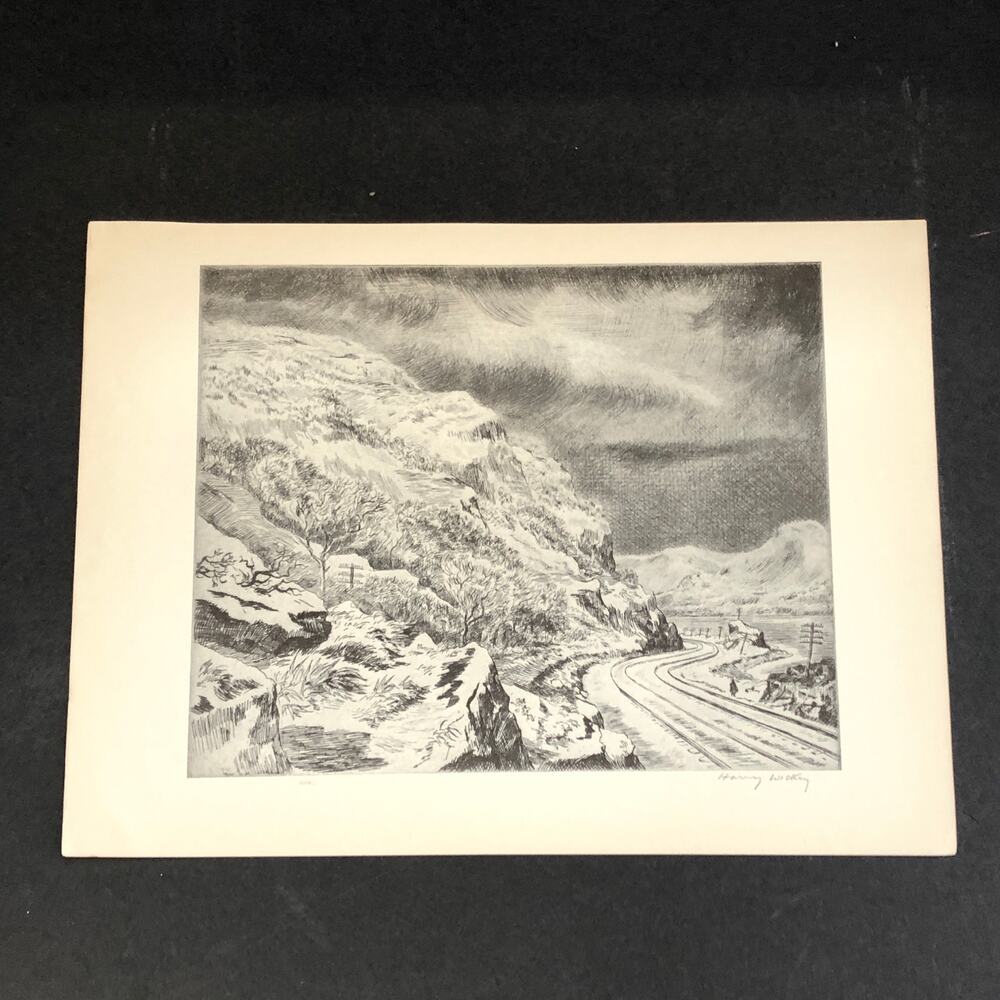 Harry Wickey Hudson Highlands Under Snow 1930s Art Print Sketch Vintage New York